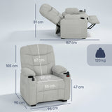 Fleece Fabric Electric Recliner Chair 96cm Wide - Velmora