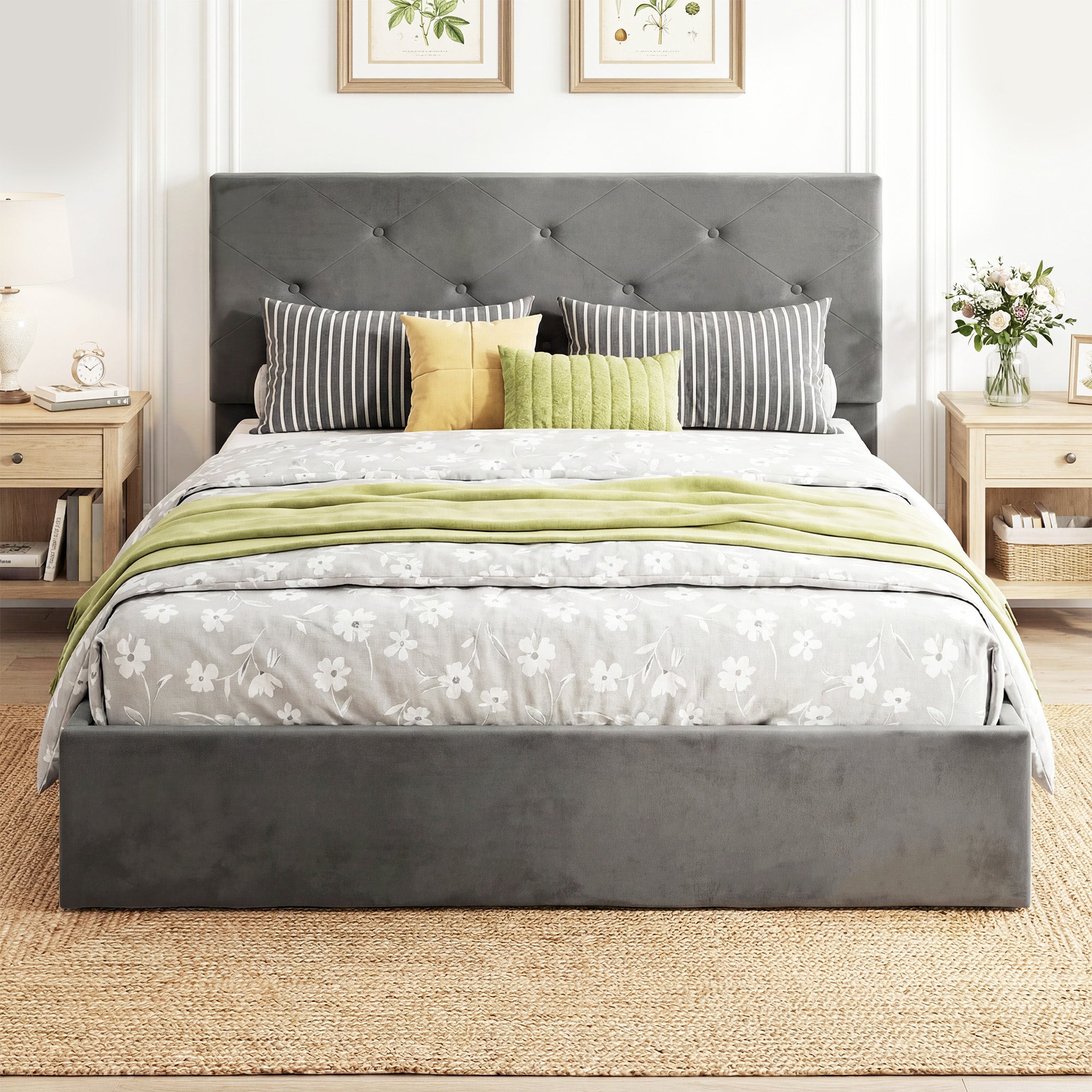 Frosted Velvet Double Ottoman Storage Bed 141cm Wide - Velmora