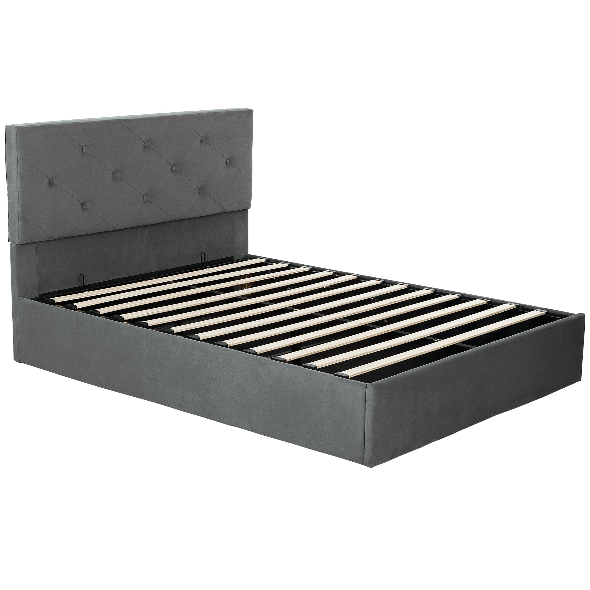 Frosted Velvet Double Ottoman Storage Bed 141cm Wide - Velmora