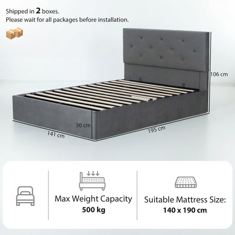 Frosted Velvet Double Ottoman Storage Bed 141cm Wide - Velmora