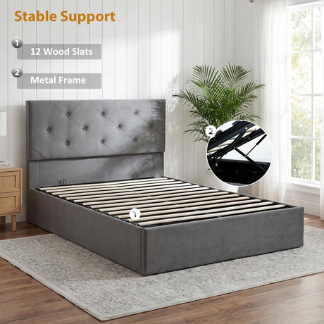 Frosted Velvet King Size Ottoman Storage Bed 151cm Wide - Velmora
