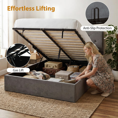 Frosted Velvet King Size Ottoman Storage Bed 151cm Wide - Velmora