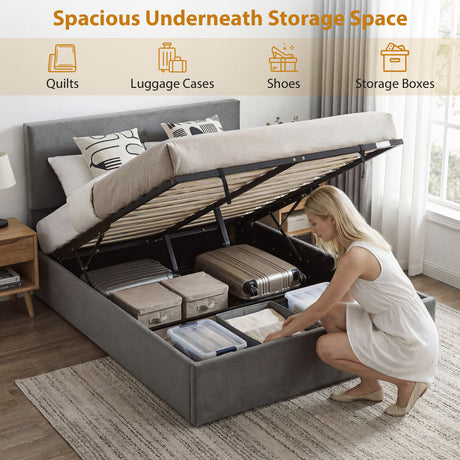 Frosted Velvet King Size Ottoman Storage Bed 151cm Wide - Velmora