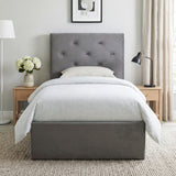 Frosted Velvet Single Ottoman Storage Bed 91cm Wide - Velmora