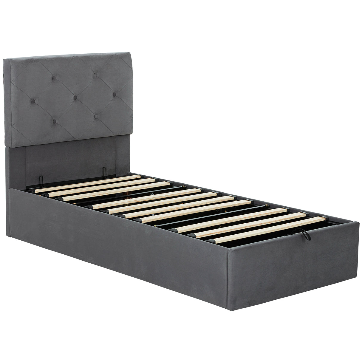Frosted Velvet Single Ottoman Storage Bed 91cm Wide - Velmora