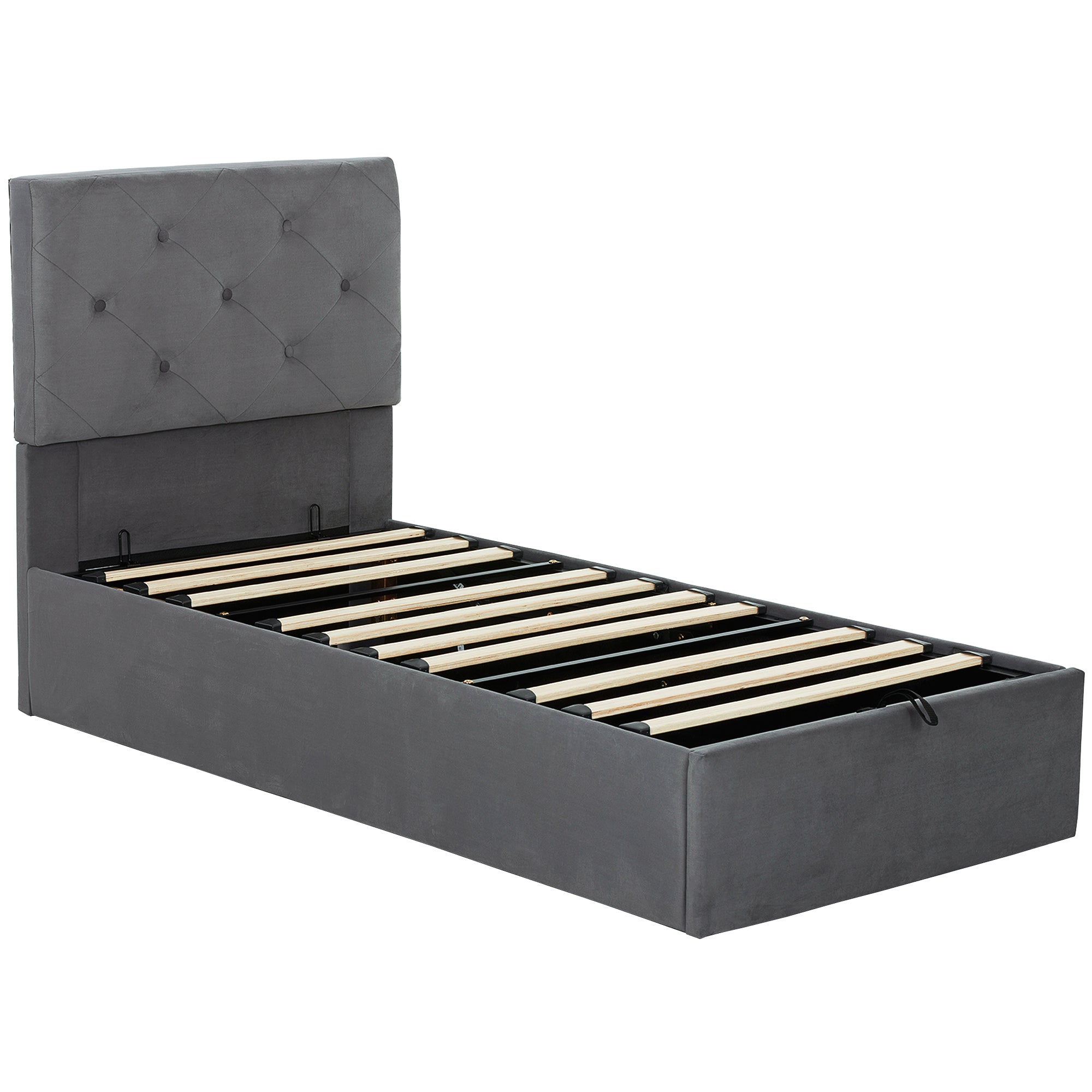 Frosted Velvet Single Ottoman Storage Bed 91cm Wide - Velmora