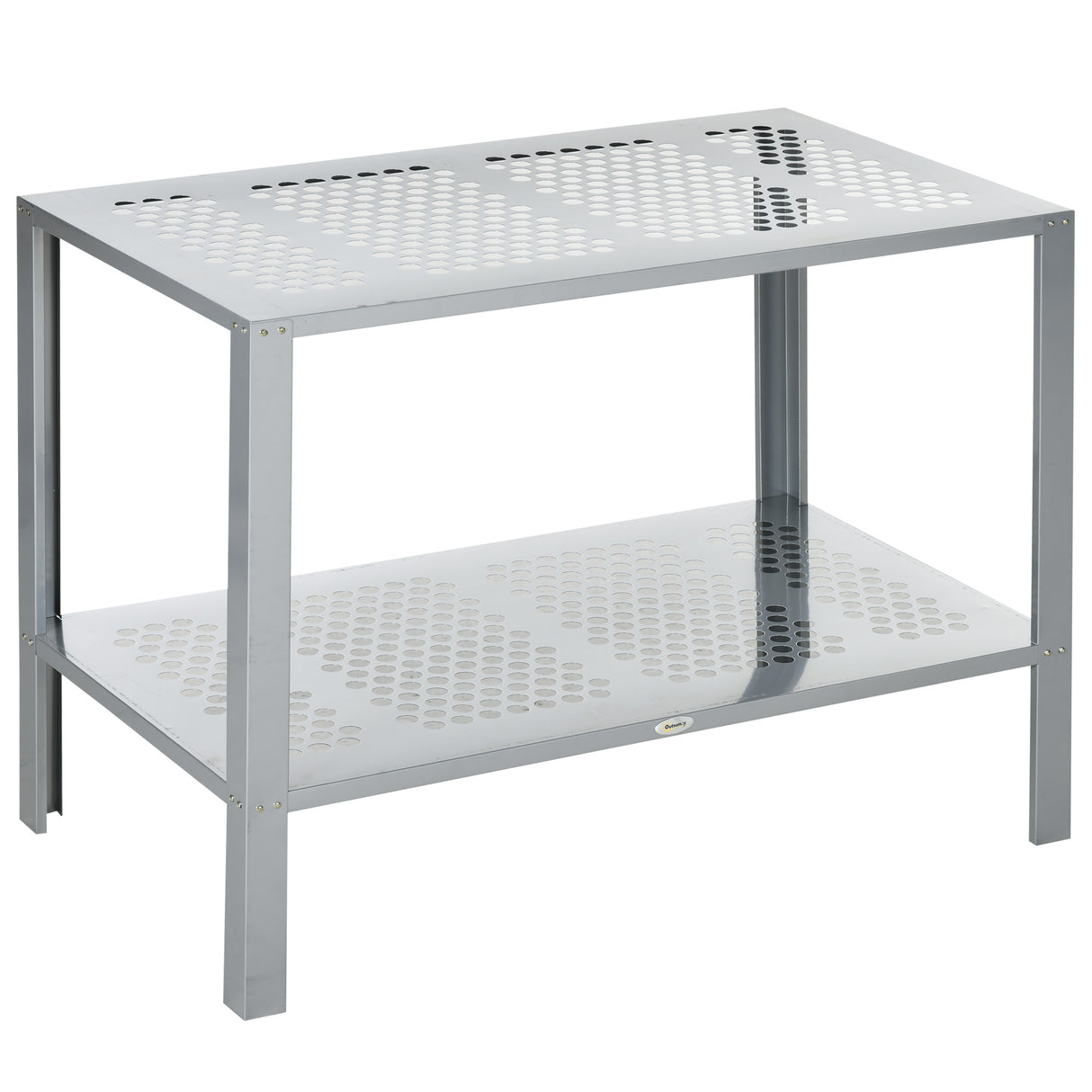 Galvanised Steel 2 Tier Plant Stand 107cm Wide - Velmora