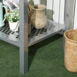 Galvanised Steel 2 Tier Plant Stand 107cm Wide - Velmora