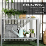 Galvanised Steel 2 Tier Plant Stand 107cm Wide - Velmora