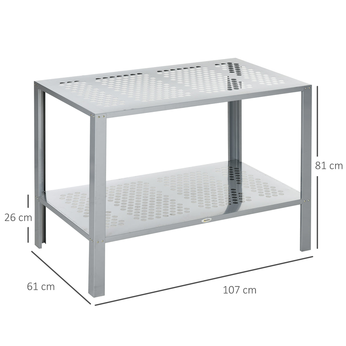 Galvanised Steel 2 Tier Plant Stand 107cm Wide - Velmora
