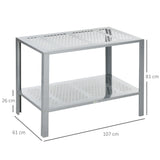 Galvanised Steel 2 Tier Plant Stand 107cm Wide - Velmora