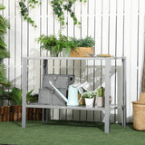 Galvanised Steel 2 Tier Plant Stand 107cm Wide - Velmora