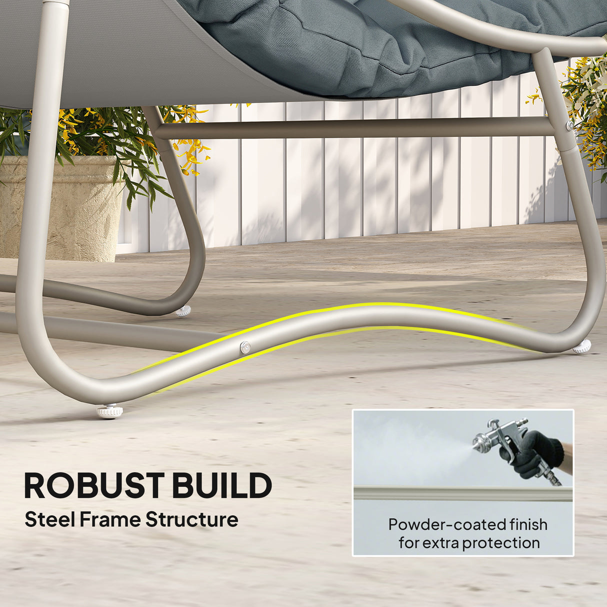 Galvanised Steel 3 Pieces Garden Bistro Set With Footstool and Removable Cushions - Velmora