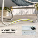 Galvanised Steel 3 Pieces Garden Bistro Set With Footstool and Removable Cushions - Velmora