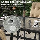 Galvanised Steel 7 Pieces Minimal Garden Dining Set With Cushions And Parasol Hole - Velmora