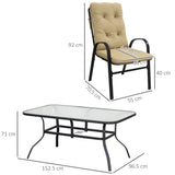 Galvanised Steel 7 Pieces Minimal Garden Dining Set With Cushions And Parasol Hole - Velmora