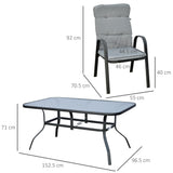 Galvanised Steel 7 Pieces Minimal Garden Dining Set With Cushions And Parasol Hole - Velmora