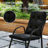 Galvanised Steel 7 Pieces Minimal Garden Dining Set With Cushions And Parasol Hole - Velmora