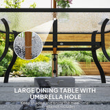 Galvanised Steel 7 Pieces Minimal Garden Dining Set With Cushions And Parasol Hole - Velmora
