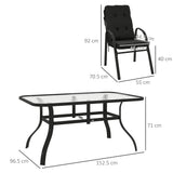 Galvanised Steel 7 Pieces Minimal Garden Dining Set With Cushions And Parasol Hole - Velmora