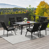 Galvanised Steel 7 Pieces Minimal Garden Dining Set With Cushions And Parasol Hole - Velmora