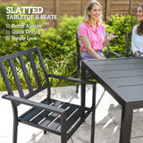 Galvanised Steel 7 Pieces Minimal Garden Dining Set With Parasol Hole - Velmora