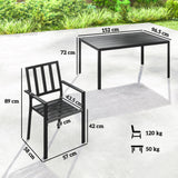 Galvanised Steel 7 Pieces Minimal Garden Dining Set With Parasol Hole - Velmora