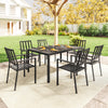 Galvanised Steel 7 Pieces Minimal Garden Dining Set With Parasol Hole - Velmora
