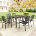 Galvanised Steel 7 Pieces Minimal Garden Dining Set With Parasol Hole - Velmora