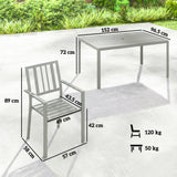 Galvanised Steel 7 Pieces Minimal Garden Dining Set With Parasol Hole - Velmora