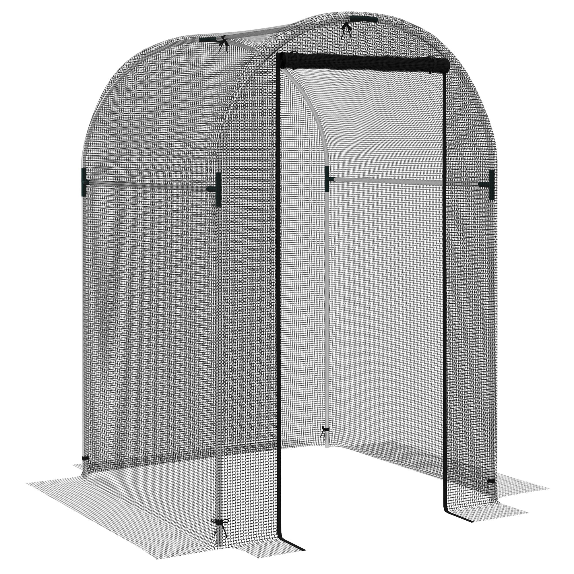 Galvanised Steel Frame Garden Fruit Greenhouse 120cm Length With Zipped Door - Velmora
