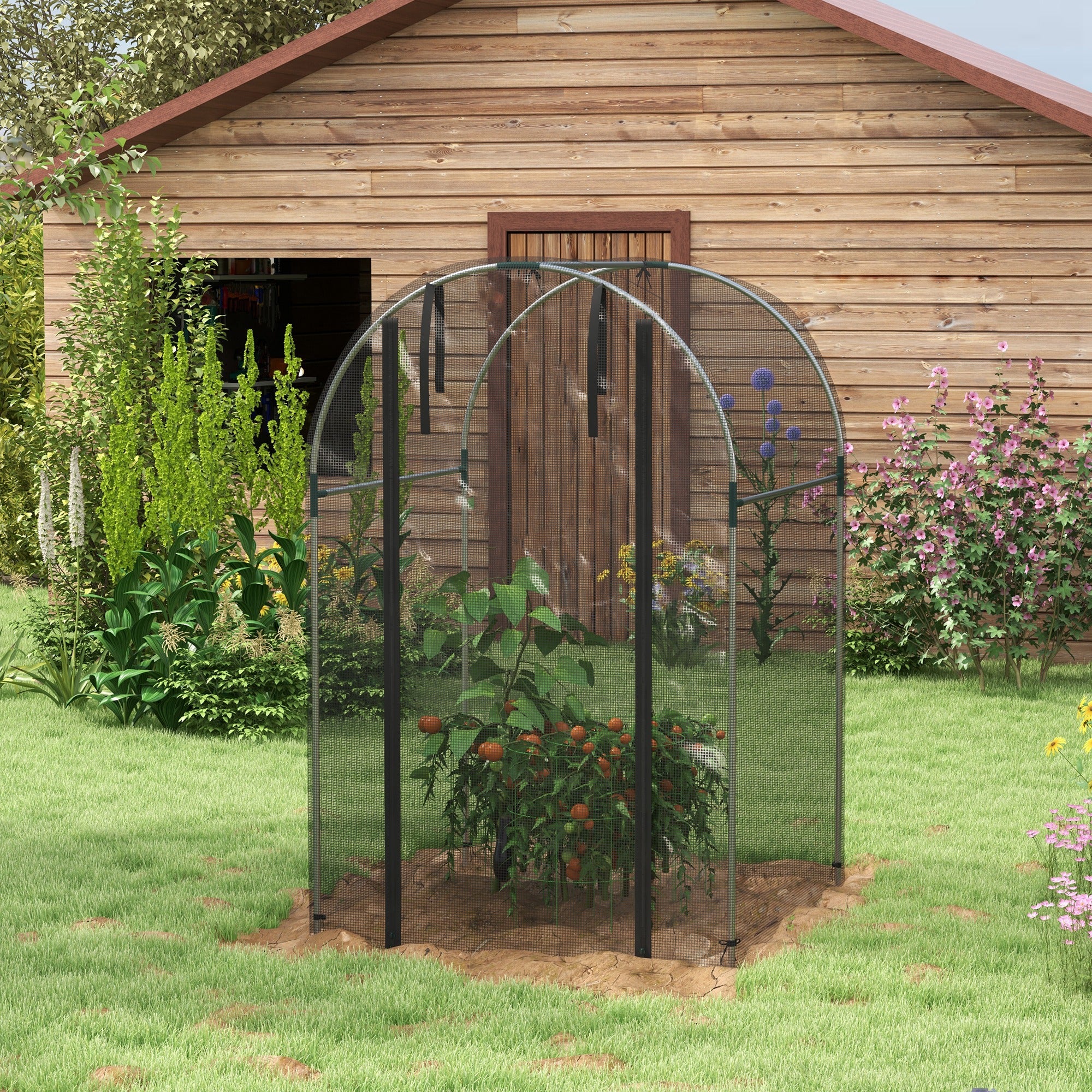 Galvanised Steel Frame Garden Fruit Greenhouse 120cm Length With Zipped Door - Velmora