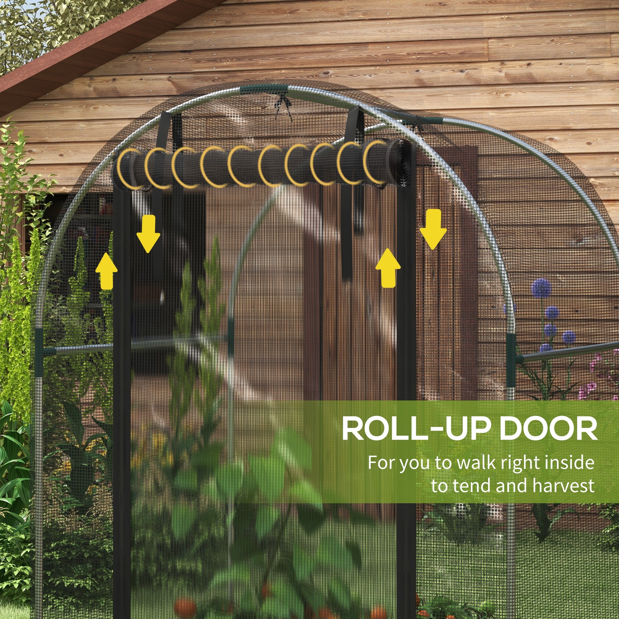 Galvanised Steel Frame Garden Fruit Greenhouse 120cm Length With Zipped Door - Velmora