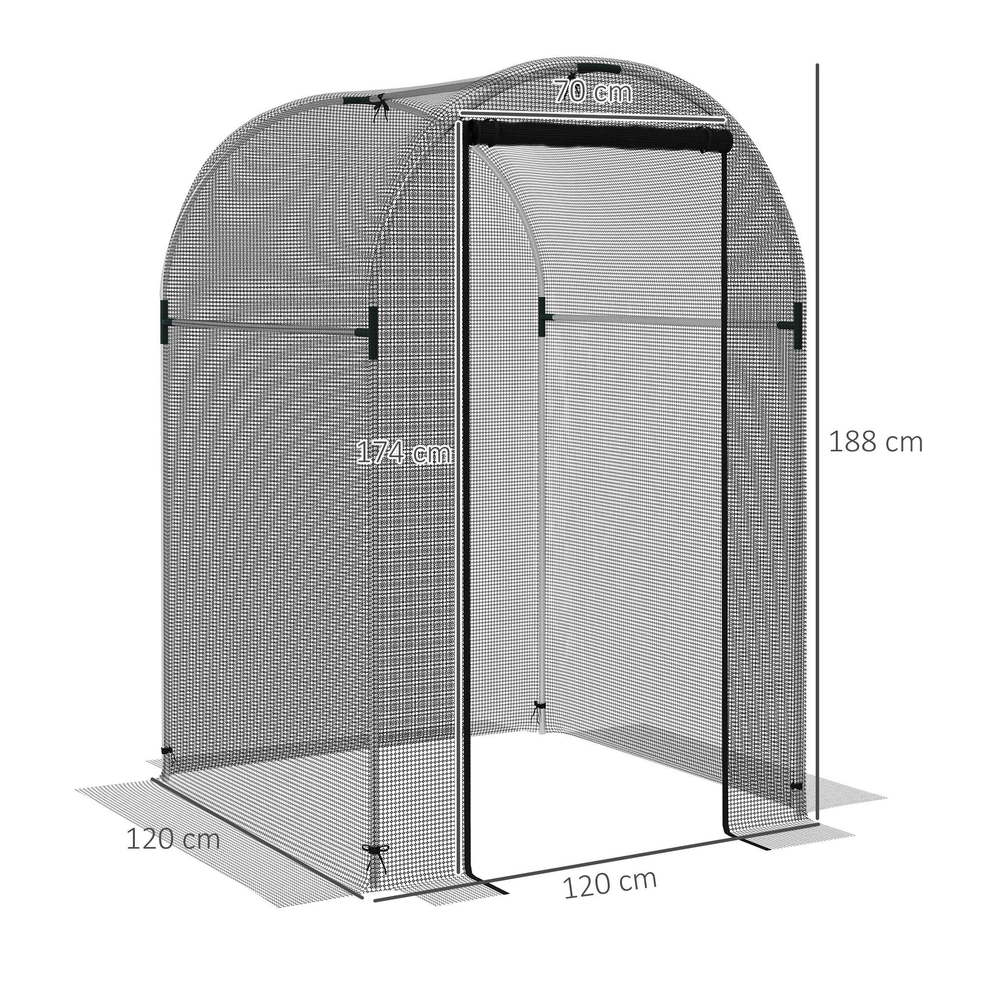 Galvanised Steel Frame Garden Fruit Greenhouse 120cm Length With Zipped Door - Velmora