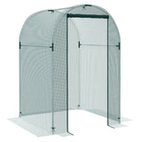 Galvanised Steel Frame Garden Fruit Greenhouse 120cm Length With Zipped Door - Velmora