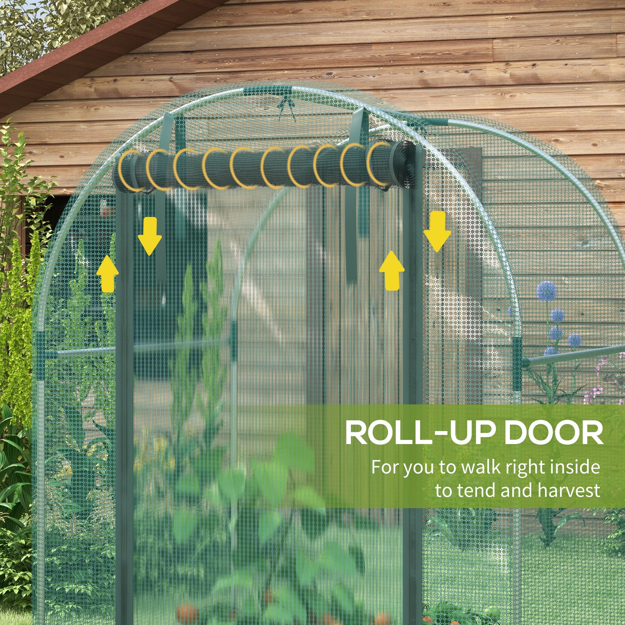 Galvanised Steel Frame Garden Fruit Greenhouse 120cm Length With Zipped Door - Velmora