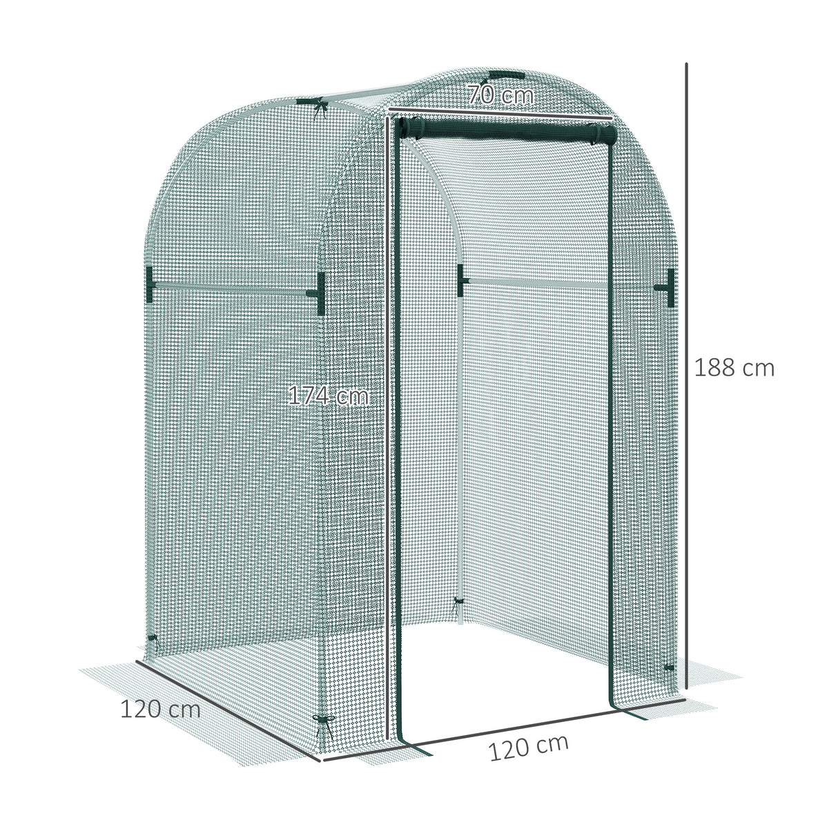 Galvanised Steel Frame Garden Fruit Greenhouse 120cm Length With Zipped Door - Velmora