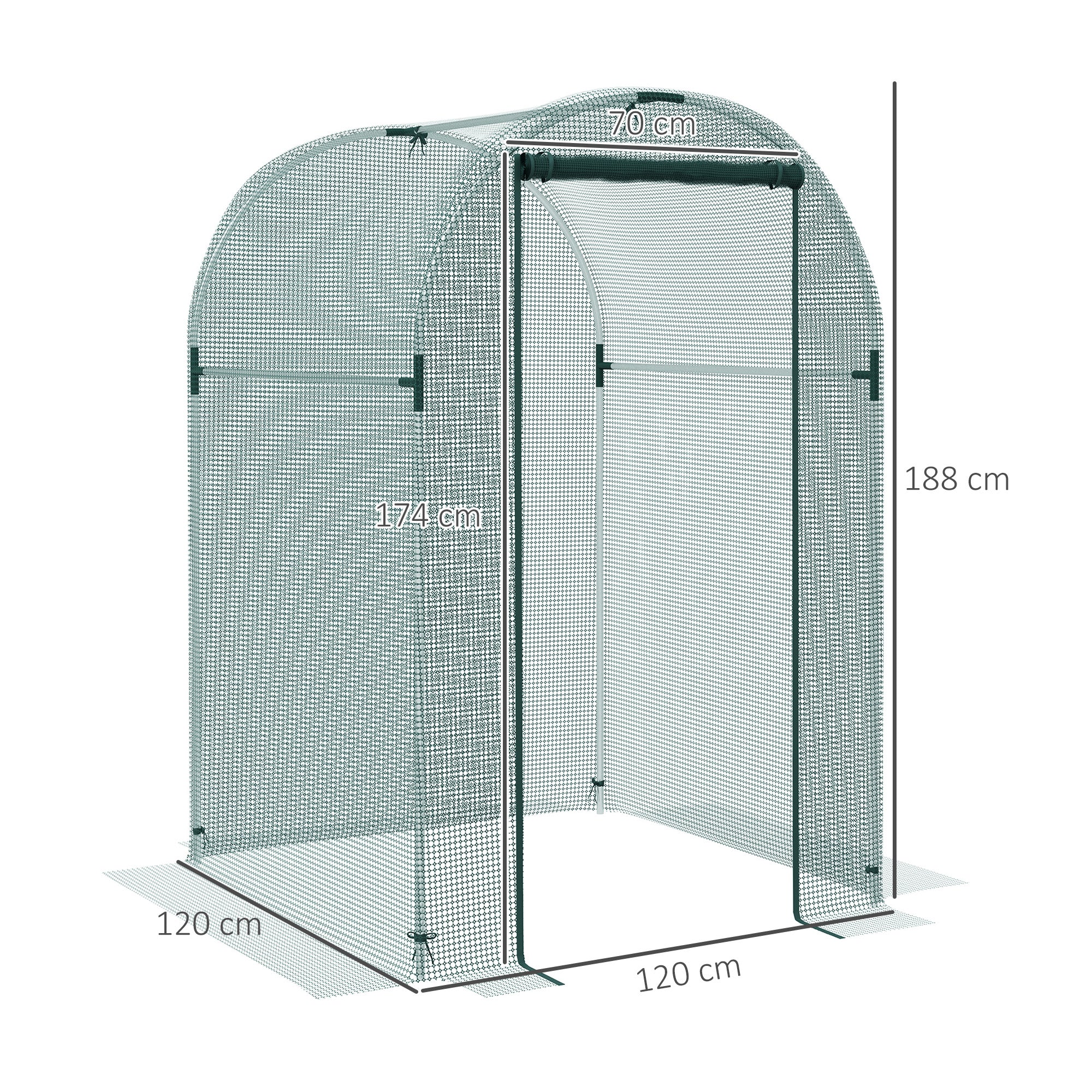 Galvanised Steel Frame Garden Fruit Greenhouse 120cm Length With Zipped Door - Velmora