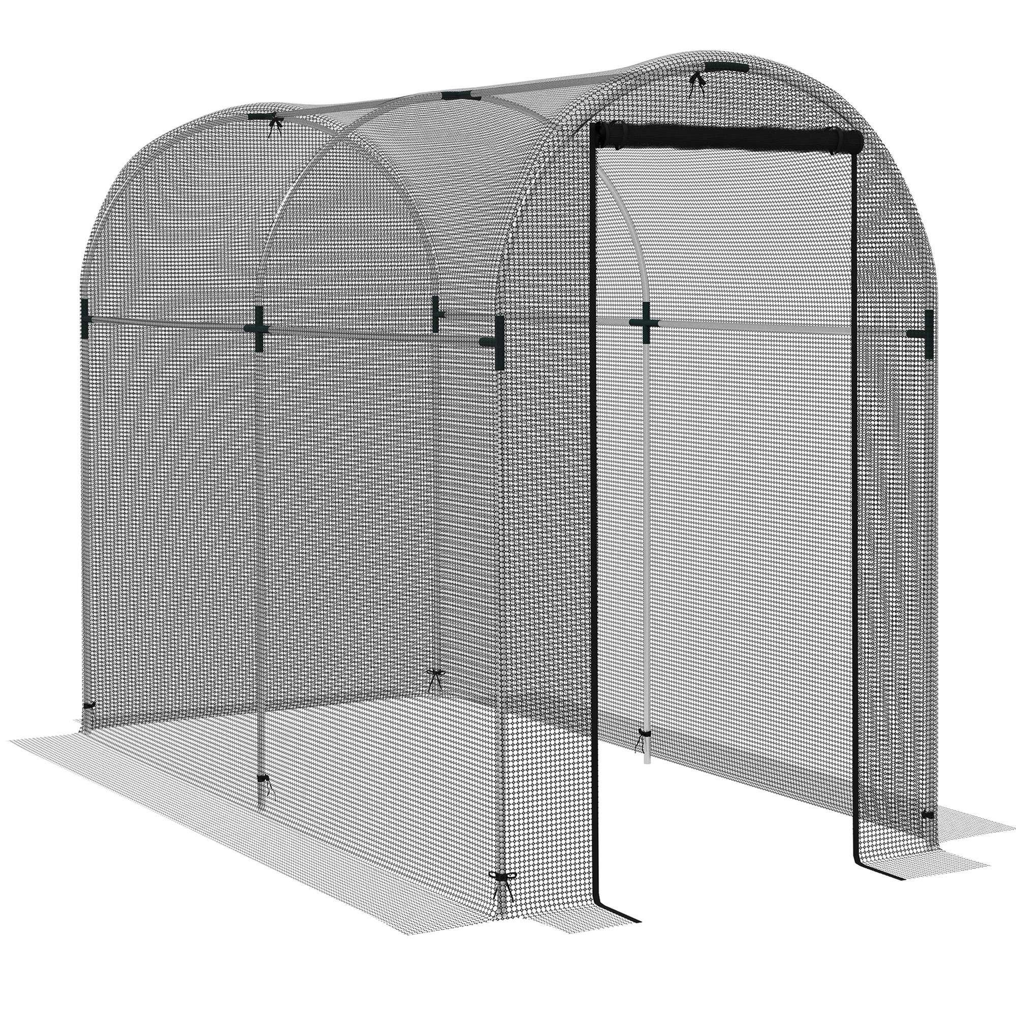 Galvanised Steel Frame Garden Fruit Greenhouse 240cm Length With Zipped Door - Velmora