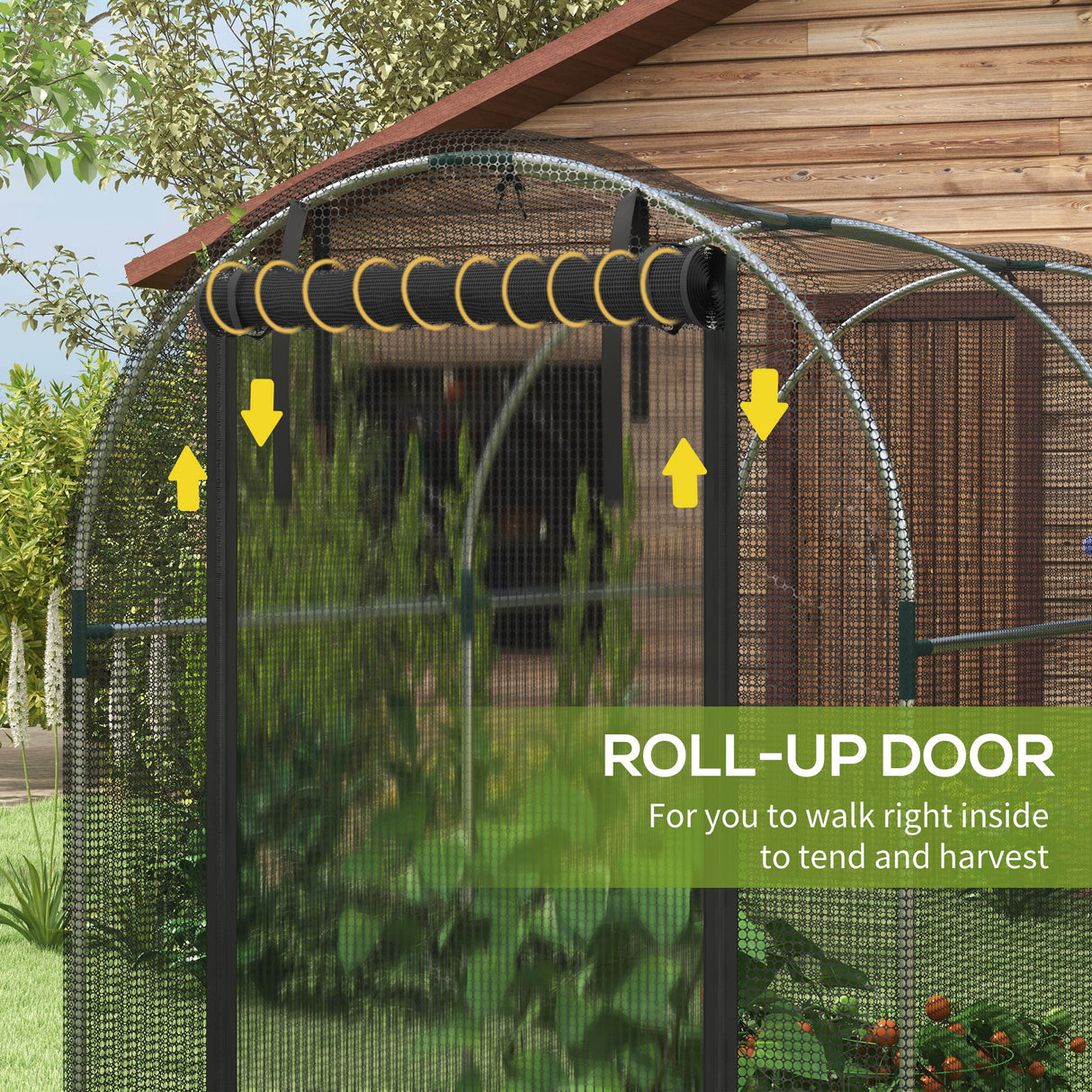 Galvanised Steel Frame Garden Fruit Greenhouse 240cm Length With Zipped Door - Velmora
