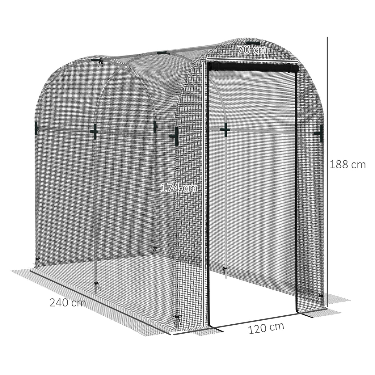 Galvanised Steel Frame Garden Fruit Greenhouse 240cm Length With Zipped Door - Velmora