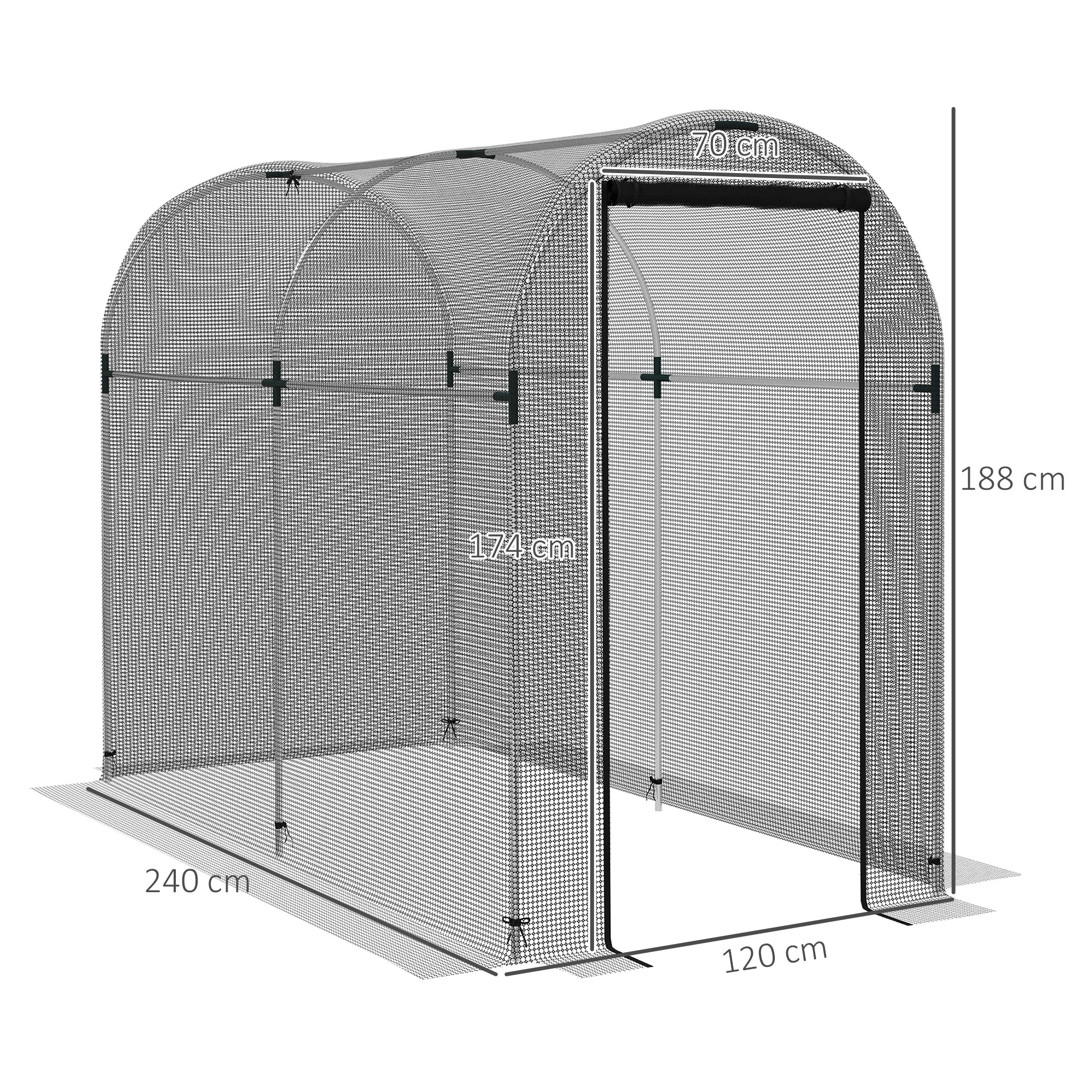 Galvanised Steel Frame Garden Fruit Greenhouse 240cm Length With Zipped Door - Velmora