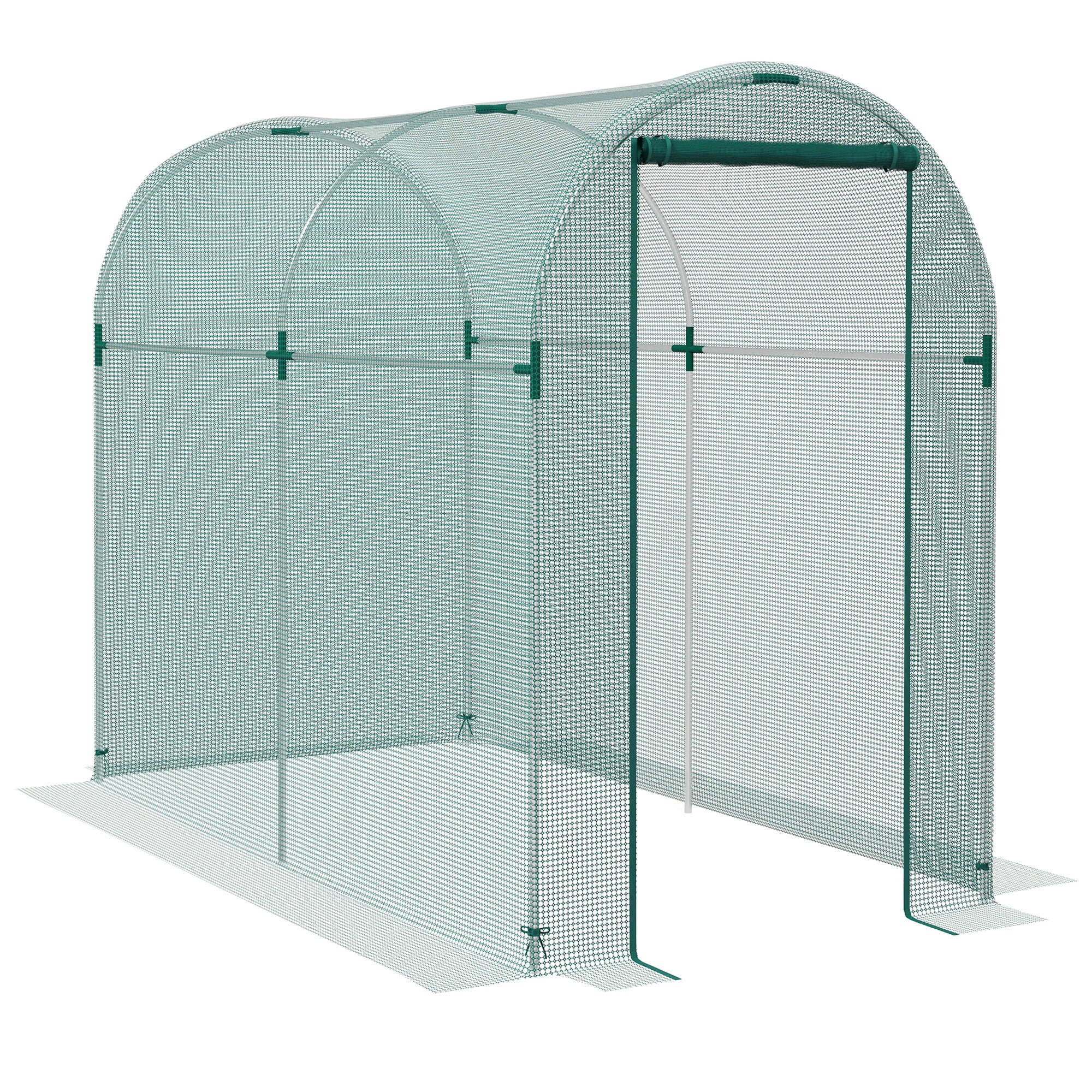 Galvanised Steel Frame Garden Fruit Greenhouse 240cm Length With Zipped Door - Velmora