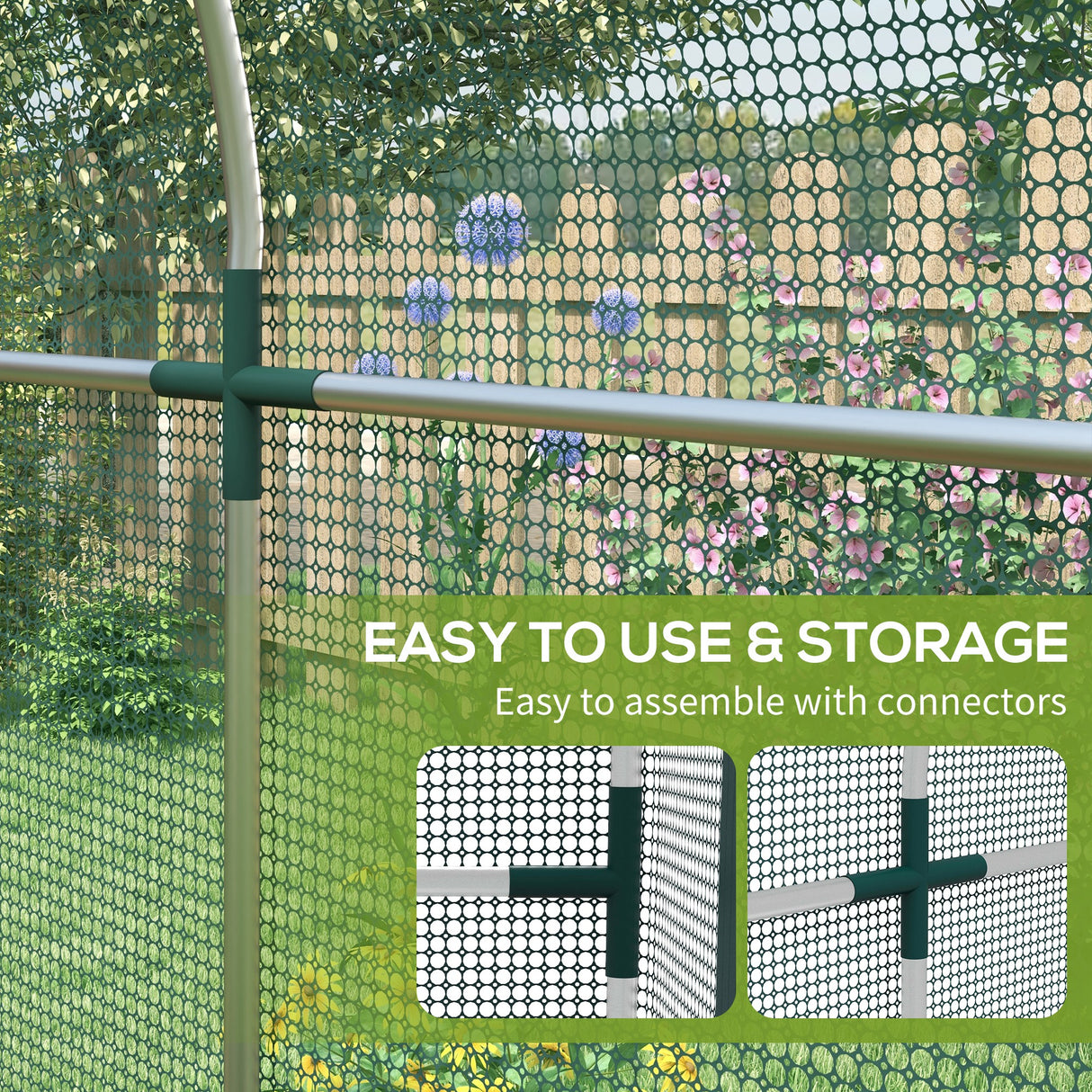 Galvanised Steel Frame Garden Fruit Greenhouse 240cm Length With Zipped Door - Velmora