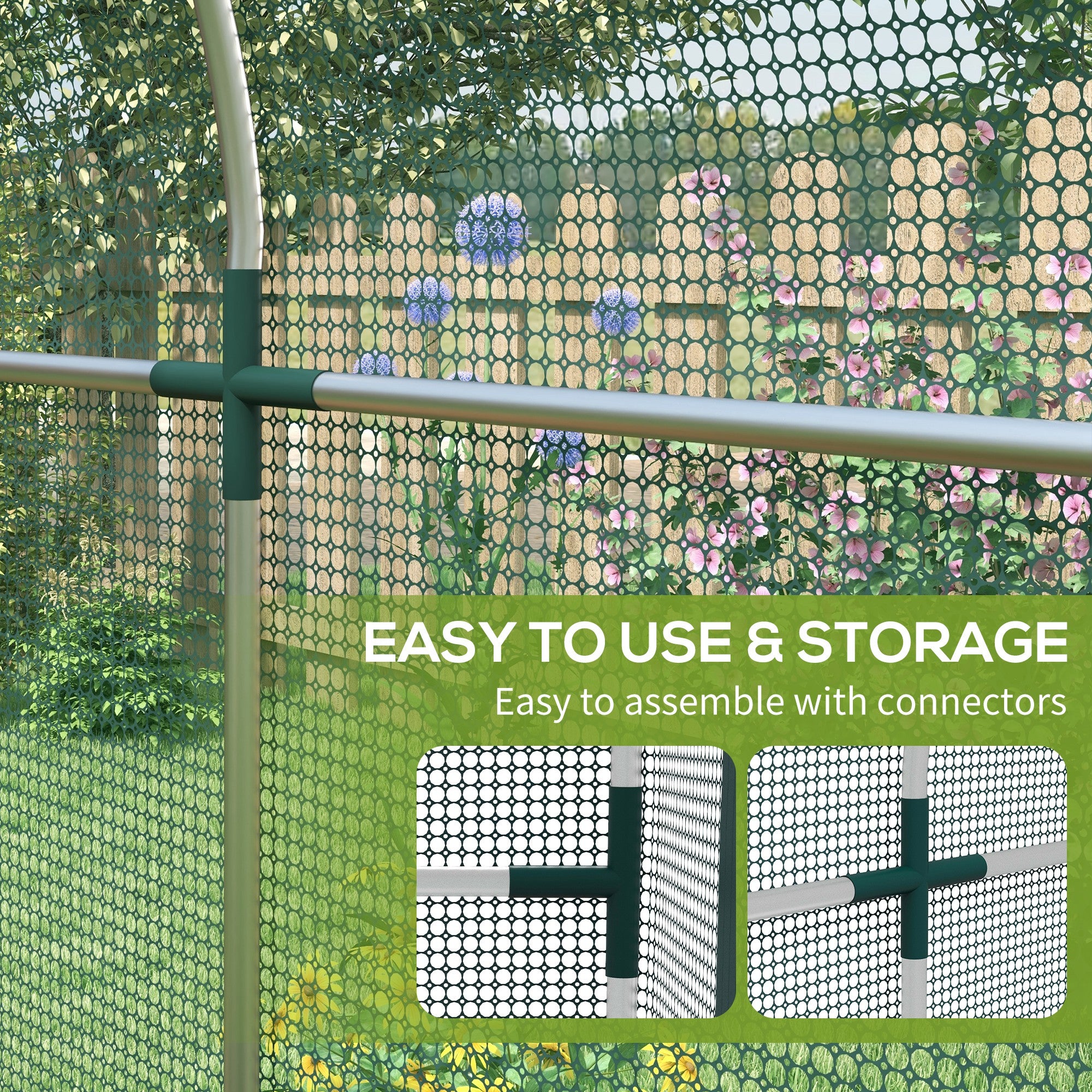 Galvanised Steel Frame Garden Fruit Greenhouse 240cm Length With Zipped Door - Velmora