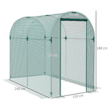 Galvanised Steel Frame Garden Fruit Greenhouse 240cm Length With Zipped Door - Velmora