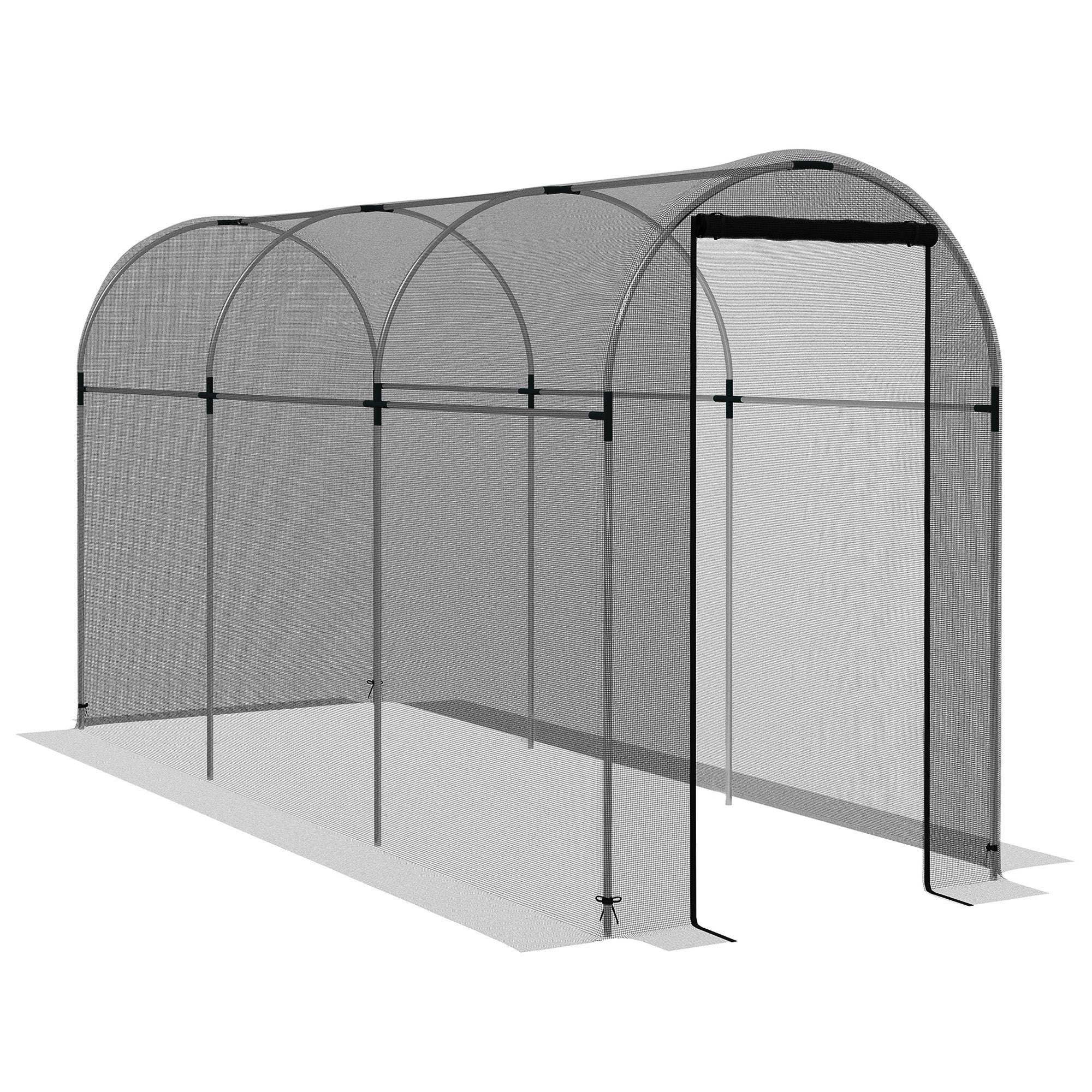 Galvanised Steel Frame Garden Fruit Greenhouse 360cm Length With Zipped Door - Velmora