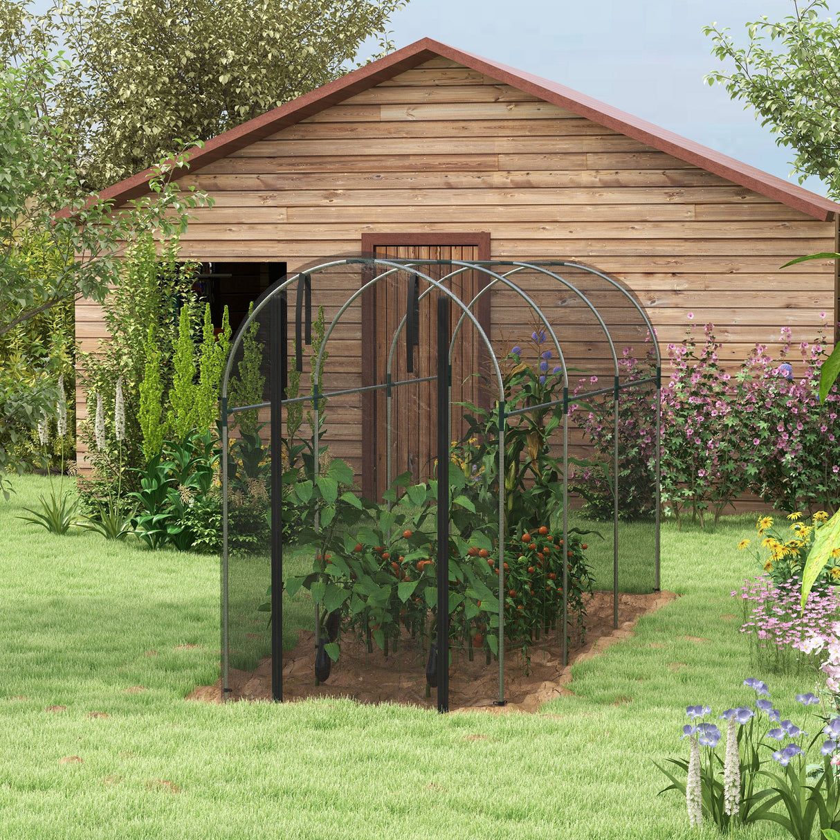 Galvanised Steel Frame Garden Fruit Greenhouse 360cm Length With Zipped Door - Velmora
