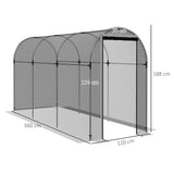 Galvanised Steel Frame Garden Fruit Greenhouse 360cm Length With Zipped Door - Velmora