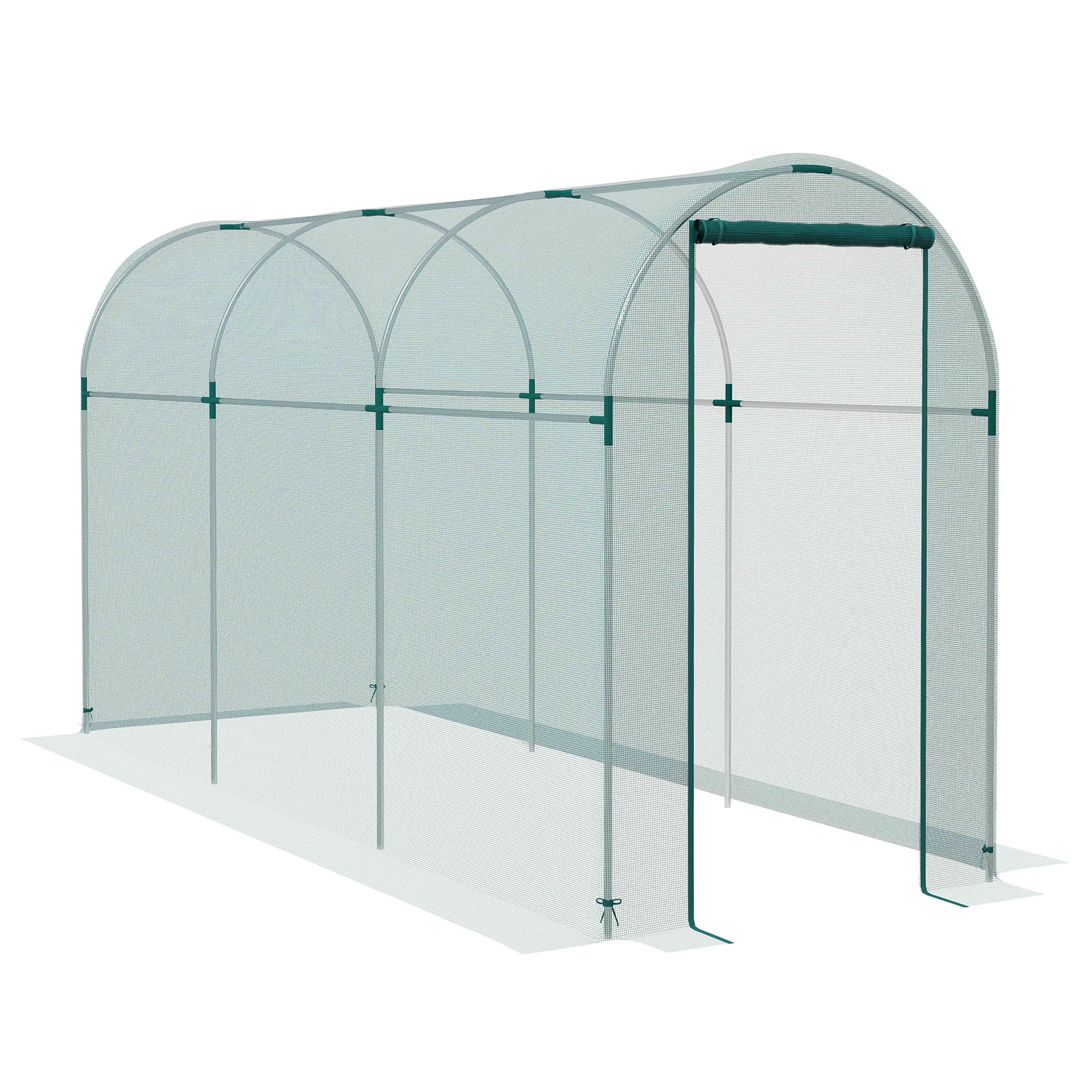 Galvanised Steel Frame Garden Fruit Greenhouse 360cm Length With Zipped Door - Velmora